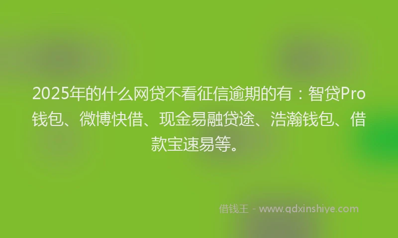 2025年的什么网贷不看征信逾期的有：智贷Pro钱包、微博快借、现金易融贷途、浩瀚钱包、借款宝速易等。