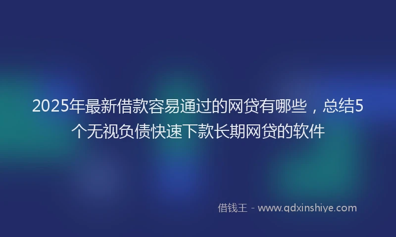 2025年最新借款容易通过的网贷有哪些，总结5个无视负债快速下款长期网贷的软件