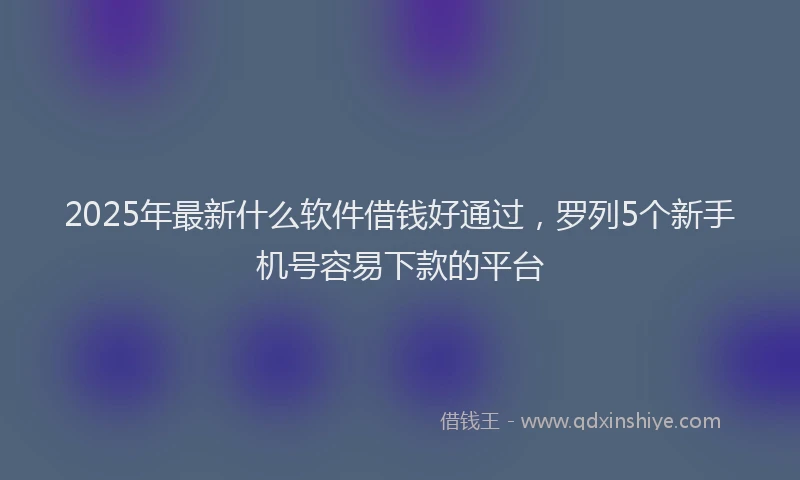 2025年最新什么软件借钱好通过，罗列5个新手机号容易下款的平台
