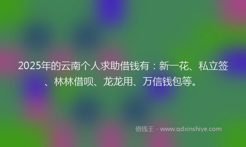 2025年的云南个人求助借钱有：新一花、私立签、林林借呗、龙龙用、万信钱包等。