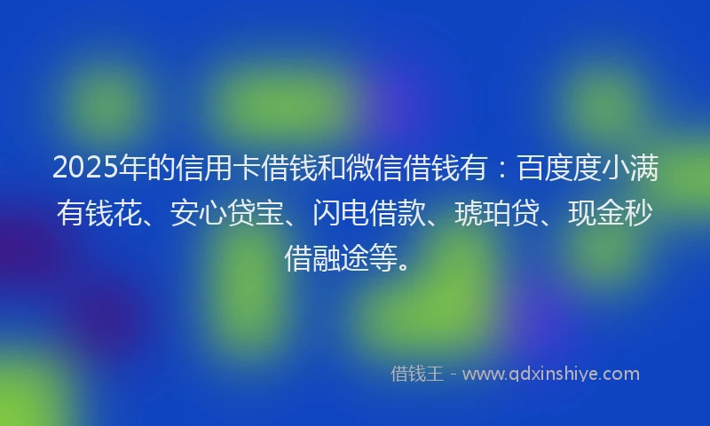 2025年的信用卡借钱和微信借钱有：百度度小满有钱花、安心贷宝、闪电借款、琥珀贷、现金秒借融途等。