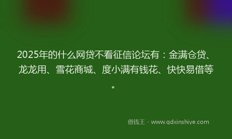 2025年的什么网贷不看征信论坛有：金满仓贷、龙龙用、雪花商城、度小满有钱花、快快易借等。