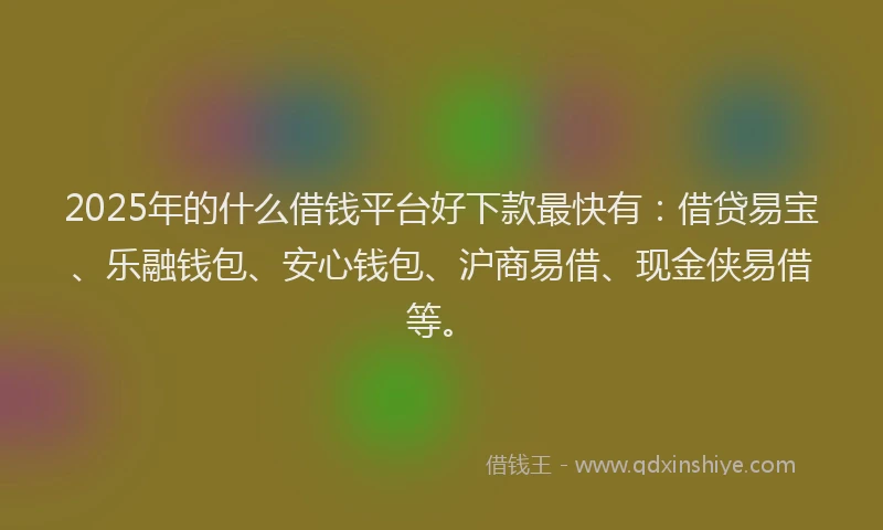 2025年的什么借钱平台好下款最快有：借贷易宝、乐融钱包、安心钱包、沪商易借、现金侠易借等。