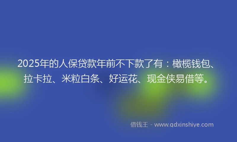 2025年的人保贷款年前不下款了有：橄榄钱包、拉卡拉、米粒白条、好运花、现金侠易借等。