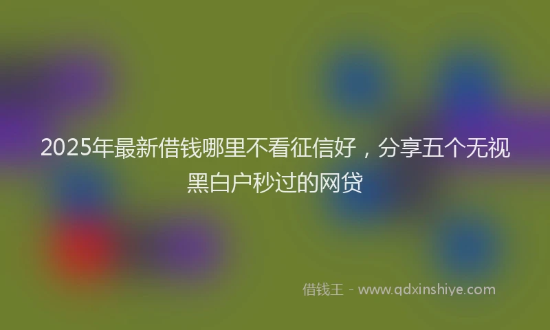 2025年最新借钱哪里不看征信好，分享五个无视黑白户秒过的网贷