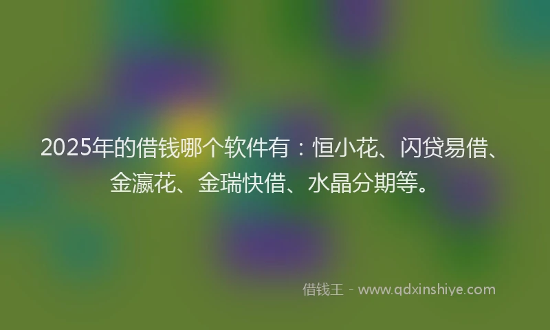 2025年的借钱哪个软件有：恒小花、闪贷易借、金瀛花、金瑞快借、水晶分期等。