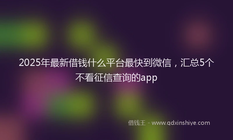 2025年最新借钱什么平台最快到微信，汇总5个不看征信查询的app