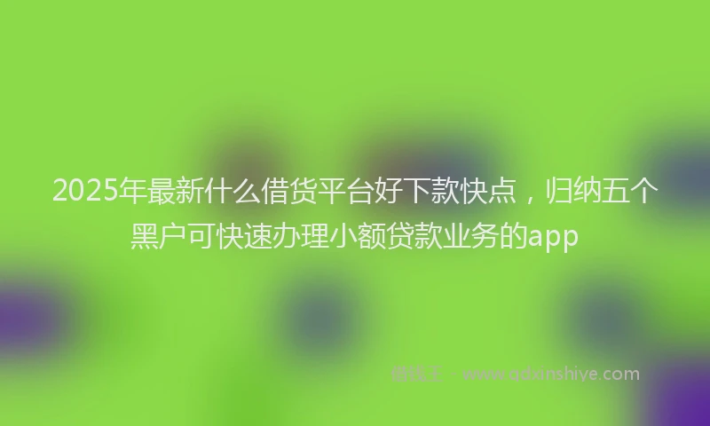 2025年最新什么借货平台好下款快点，归纳五个黑户可快速办理小额贷款业务的app
