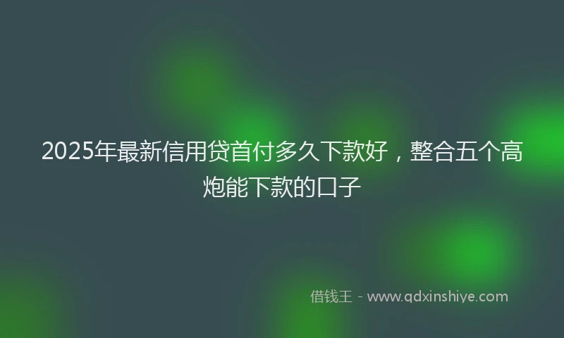 2025年最新信用贷首付多久下款好，整合五个高炮能下款的口子