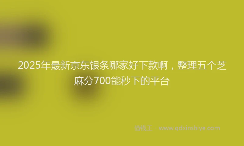 2025年最新京东银条哪家好下款啊，整理五个芝麻分700能秒下的平台