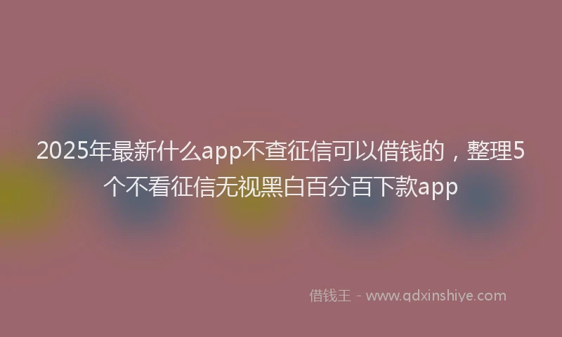 2025年最新什么app不查征信可以借钱的，整理5个不看征信无视黑白百分百下款app