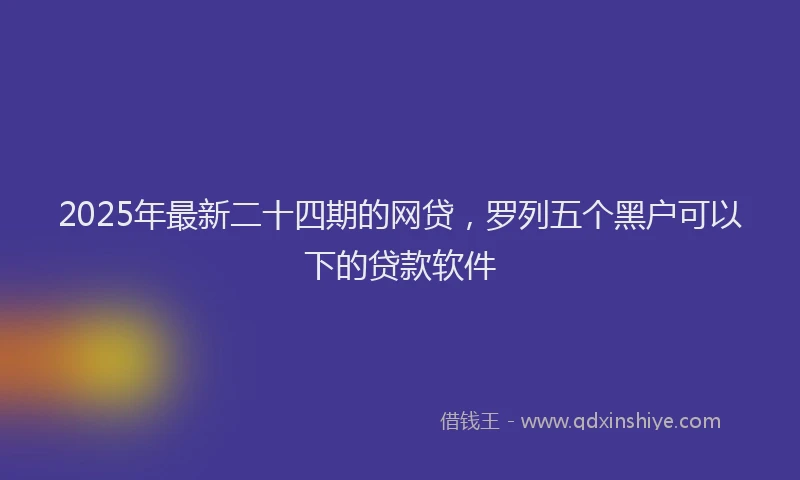 2025年最新二十四期的网贷，罗列五个黑户可以下的贷款软件