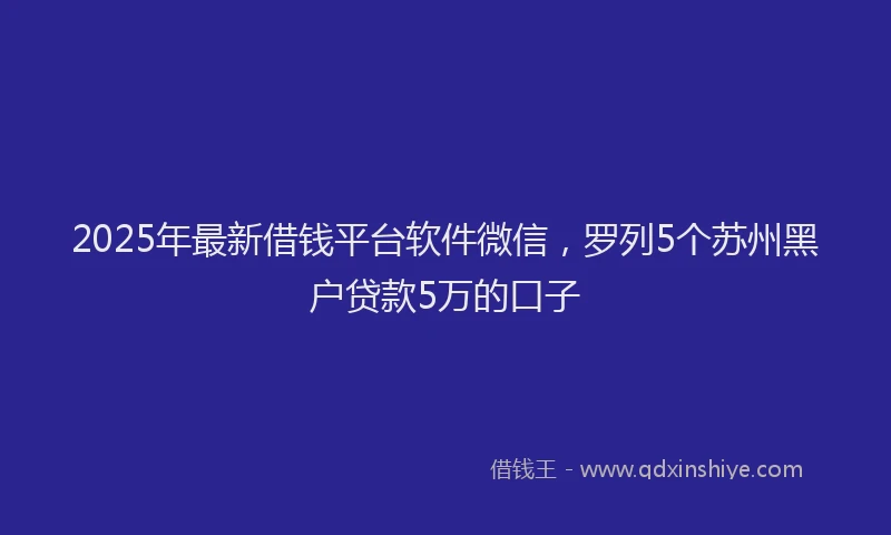 2025年最新借钱平台软件微信，罗列5个苏州黑户贷款5万的口子