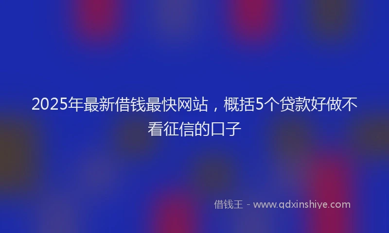 2025年最新借钱最快网站，概括5个贷款好做不看征信的口子