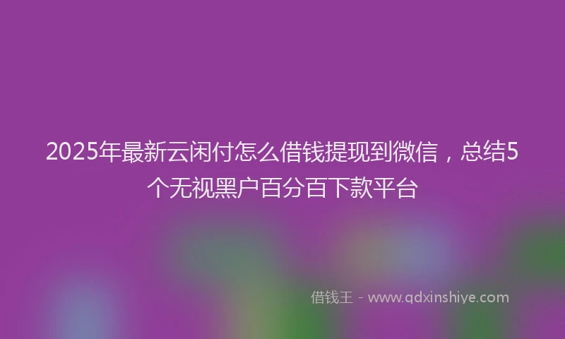2025年最新云闲付怎么借钱提现到微信，总结5个无视黑户百分百下款平台