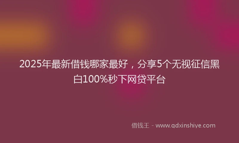 2025年最新借钱哪家最好，分享5个无视征信黑白100%秒下网贷平台