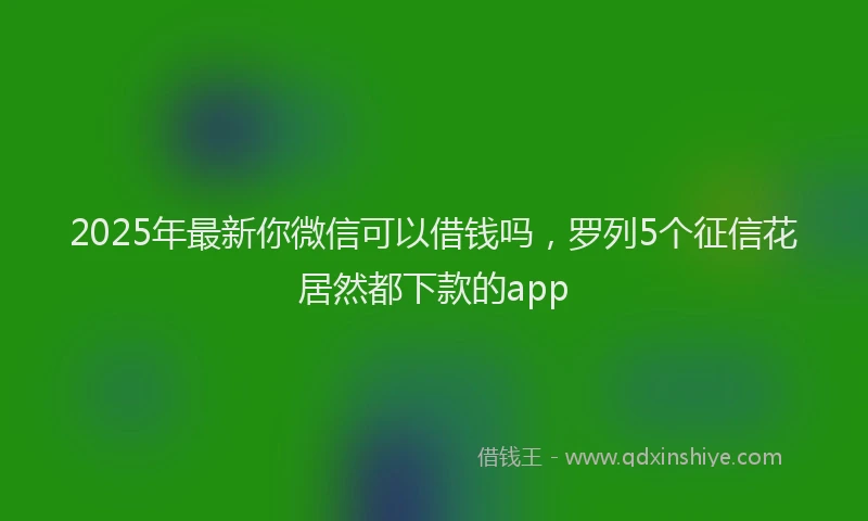 2025年最新你微信可以借钱吗，罗列5个征信花居然都下款的app