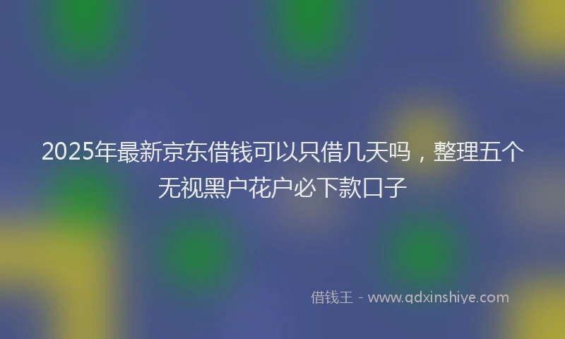 2025年最新京东借钱可以只借几天吗，整理五个无视黑户花户必下款口子