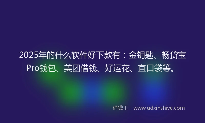 2025年的什么软件好下款有：金钥匙、畅贷宝Pro钱包、美团借钱、好运花、宜口袋等。