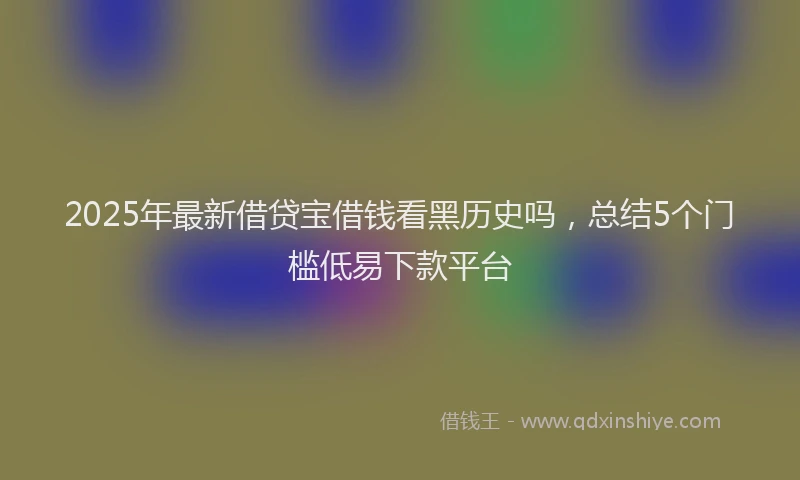 2025年最新借贷宝借钱看黑历史吗，总结5个门槛低易下款平台