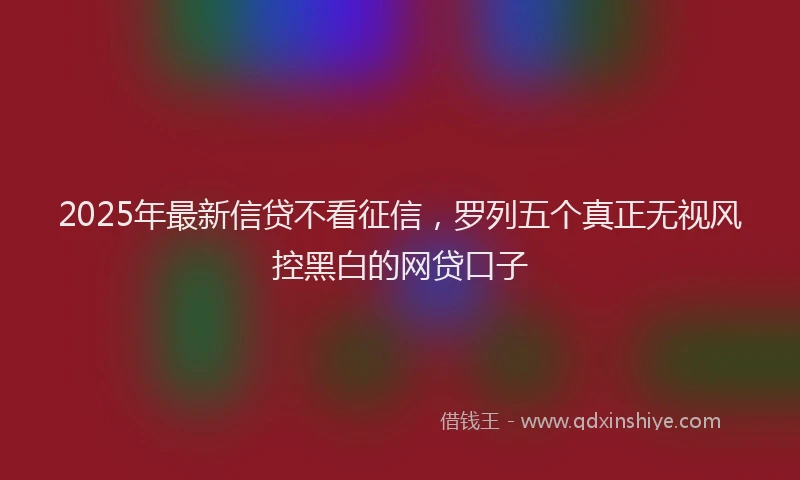 2025年最新信贷不看征信，罗列五个真正无视风控黑白的网贷口子