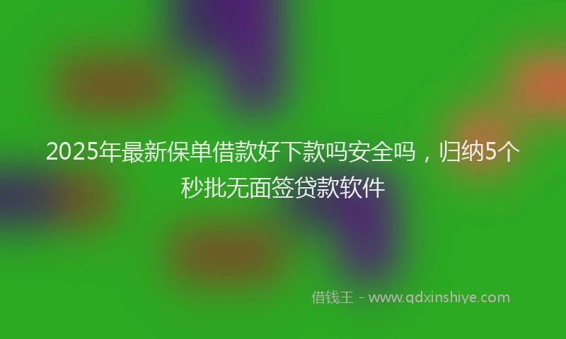 2025年最新保单借款好下款吗安全吗，归纳5个秒批无面签贷款软件
