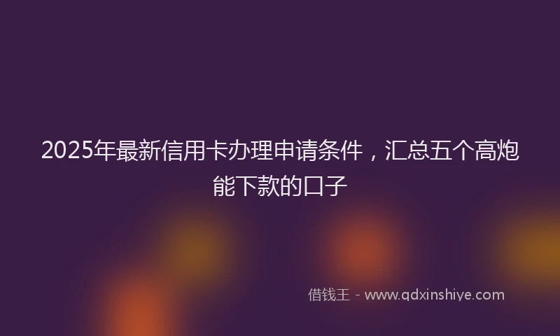 2025年最新信用卡办理申请条件，汇总五个高炮能下款的口子