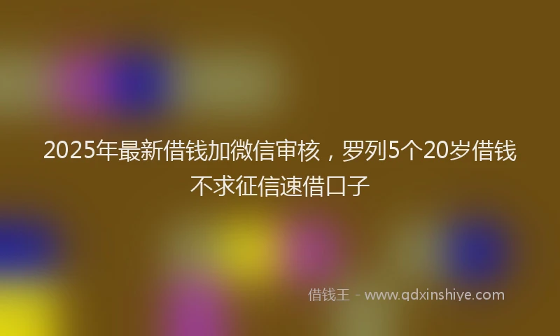 2025年最新借钱加微信审核，罗列5个20岁借钱不求征信速借口子