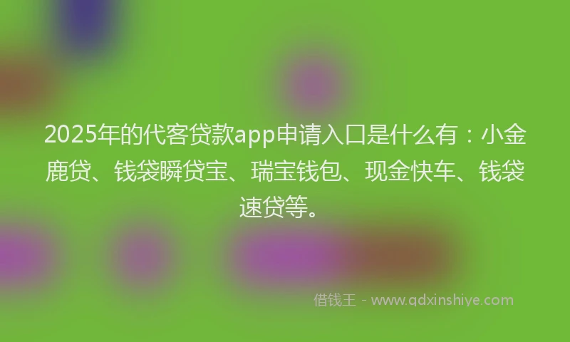 2025年的代客贷款app申请入口是什么有：小金鹿贷、钱袋瞬贷宝、瑞宝钱包、现金快车、钱袋速贷等。