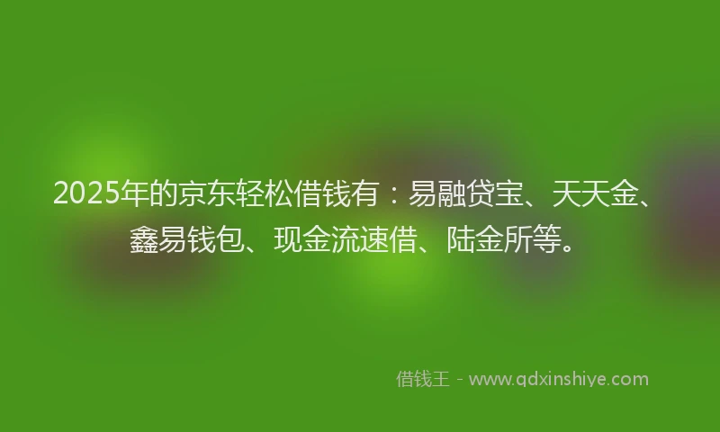 2025年的京东轻松借钱有：易融贷宝、天天金、鑫易钱包、现金流速借、陆金所等。