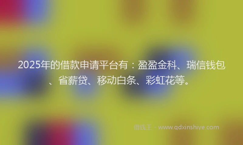2025年的借款申请平台有：盈盈金科、瑞信钱包、省薪贷、移动白条、彩虹花等。