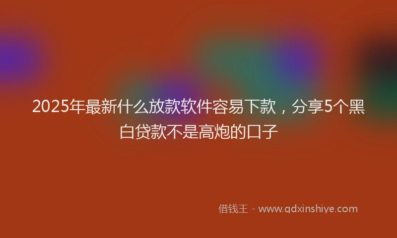 2025年最新什么放款软件容易下款，分享5个黑白贷款不是高炮的口子