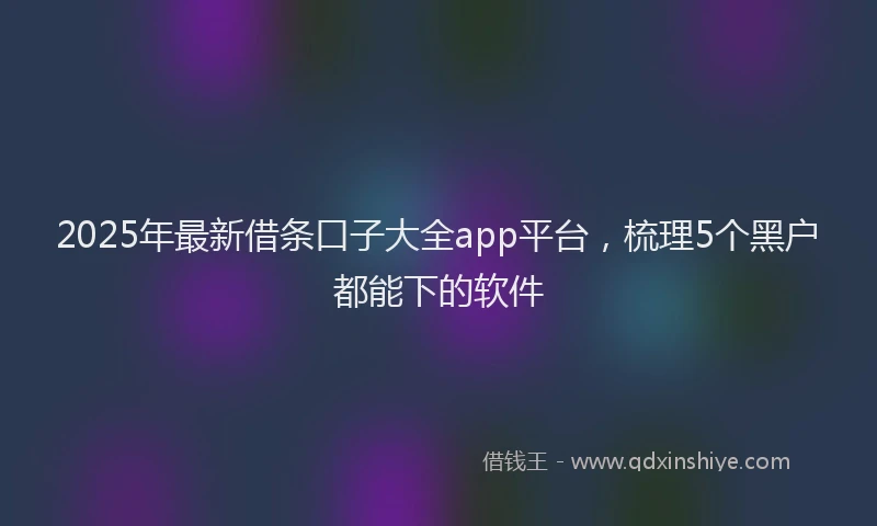 2025年最新借条口子大全app平台，梳理5个黑户都能下的软件