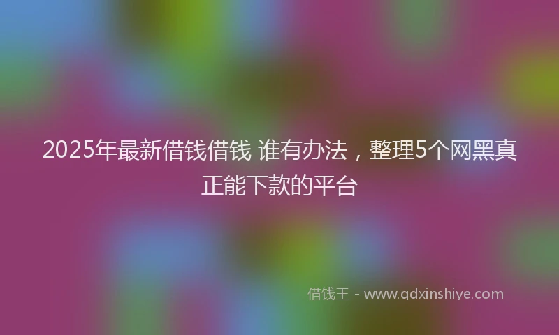 2025年最新借钱借钱 谁有办法，整理5个网黑真正能下款的平台