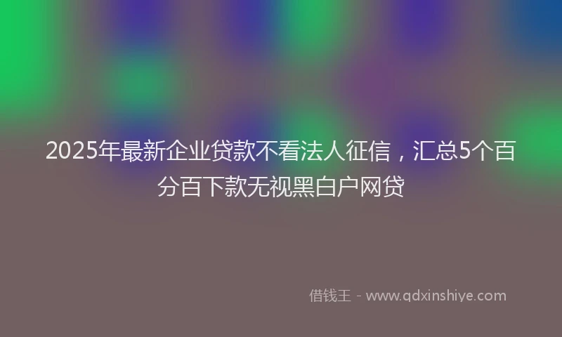 2025年最新企业贷款不看法人征信，汇总5个百分百下款无视黑白户网贷
