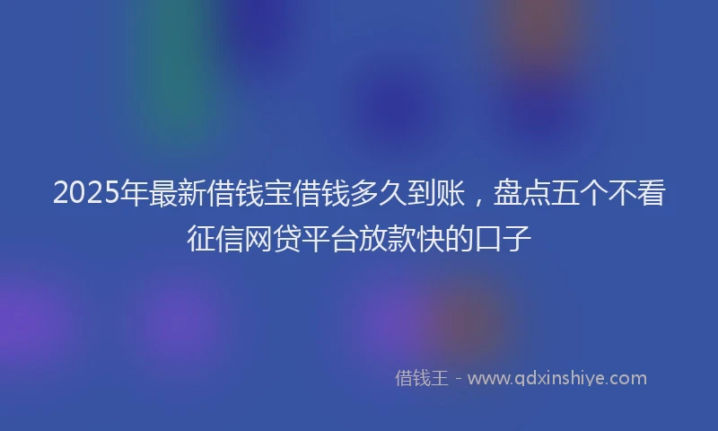2025年最新借钱宝借钱多久到账，盘点五个不看征信网贷平台放款快的口子