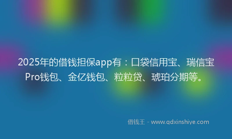 2025年的借钱担保app有：口袋信用宝、瑞信宝Pro钱包、金亿钱包、粒粒贷、琥珀分期等。