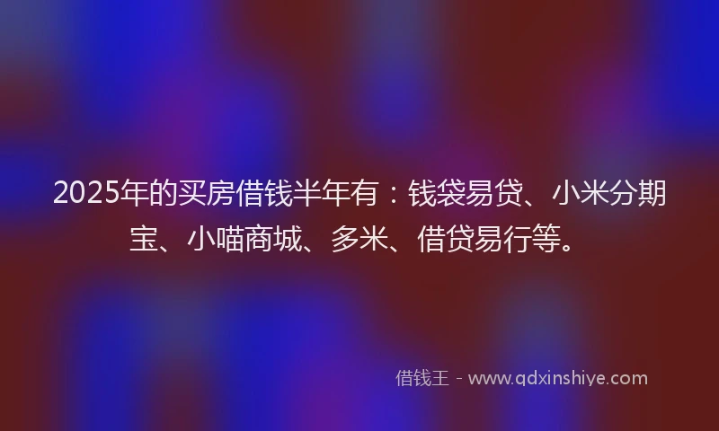 2025年的买房借钱半年有：钱袋易贷、小米分期宝、小喵商城、多米、借贷易行等。