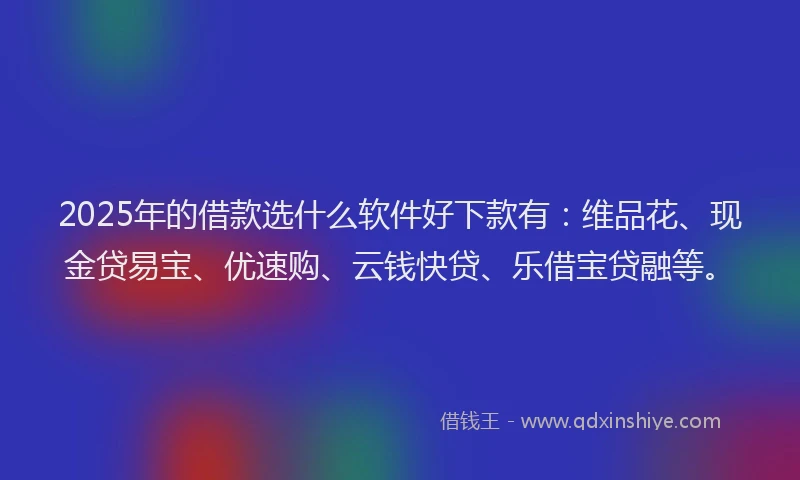 2025年的借款选什么软件好下款有：维品花、现金贷易宝、优速购、云钱快贷、乐借宝贷融等。