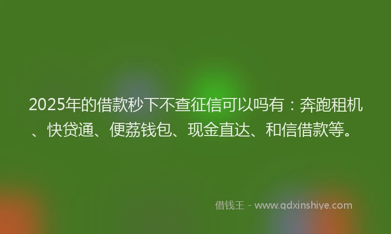 2025年的借款秒下不查征信可以吗有：奔跑租机、快贷通、便荔钱包、现金直达、和信借款等。
