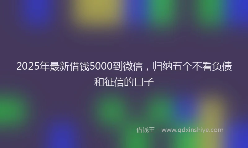 2025年最新借钱5000到微信，归纳五个不看负债和征信的口子