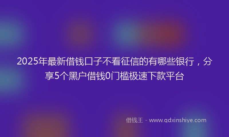 2025年最新借钱口子不看征信的有哪些银行，分享5个黑户借钱0门槛极速下款平台