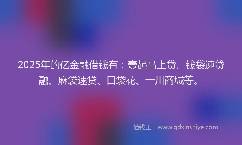 2025年的亿金融借钱有：壹起马上贷、钱袋速贷融、麻袋速贷、口袋花、一川商城等。