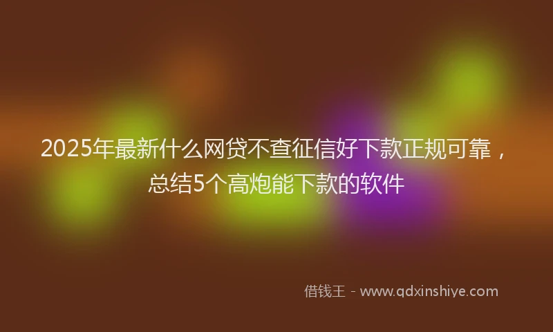 2025年最新什么网贷不查征信好下款正规可靠，总结5个高炮能下款的软件