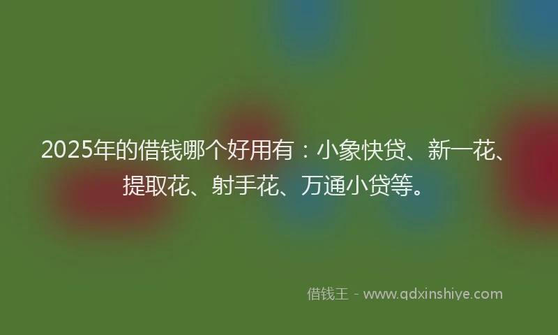 2025年的借钱哪个好用有：小象快贷、新一花、提取花、射手花、万通小贷等。