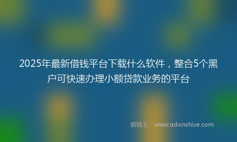 2025年最新借钱平台下载什么软件，整合5个黑户可快速办理小额贷款业务的平台