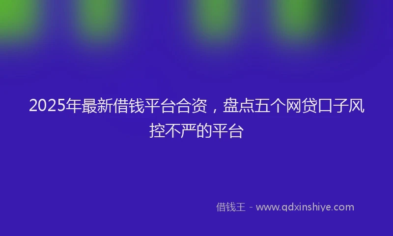 2025年最新借钱平台合资，盘点五个网贷口子风控不严的平台