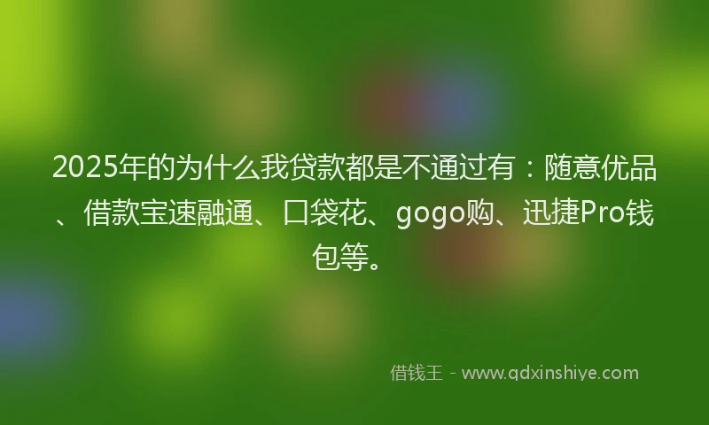 2025年的为什么我贷款都是不通过有：随意优品、借款宝速融通、口袋花、gogo购、迅捷Pro钱包等。