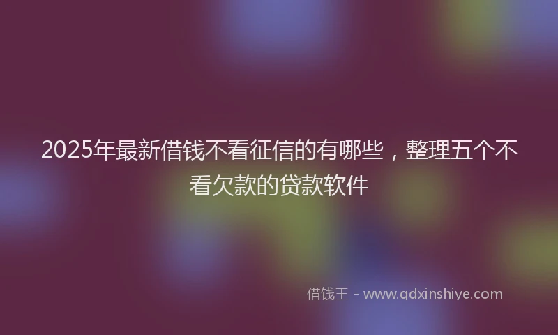 2025年最新借钱不看征信的有哪些，整理五个不看欠款的贷款软件