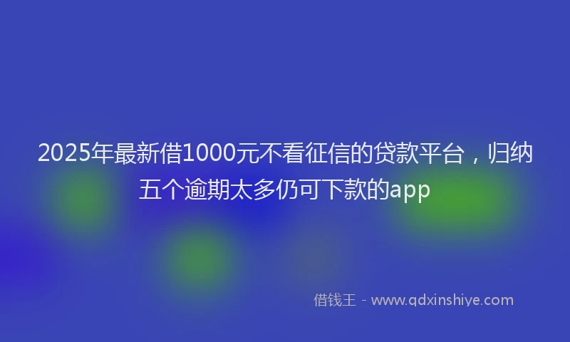 2025年最新借1000元不看征信的贷款平台，归纳五个逾期太多仍可下款的app